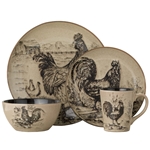 Pfaltzgraff Homespun Rooster 16-Piece Dinnerware Set, Service for 4