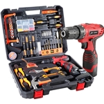 Household Tool Set with Cordless Drill