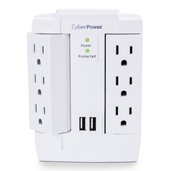 CyberPower Surge Protector 6 Swivel Outlets 2 USB Charging Ports
