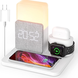 Wireless 3 in 1 Charging Station Alarm Clock